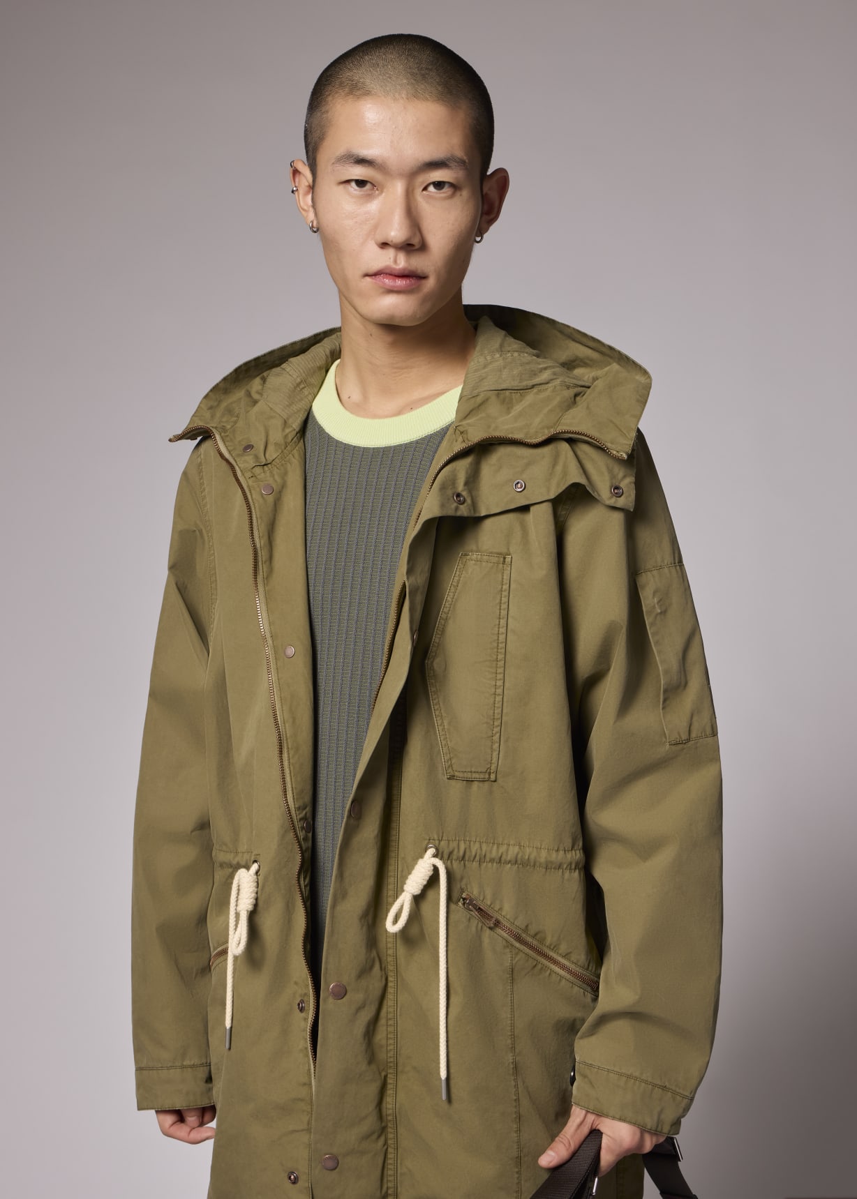 Men's Khaki Cotton Fishtail Parka